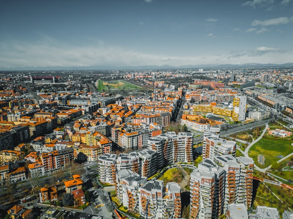 Drone Photo City Life Milan, Italy Milan City Skyline Print | Wall Art