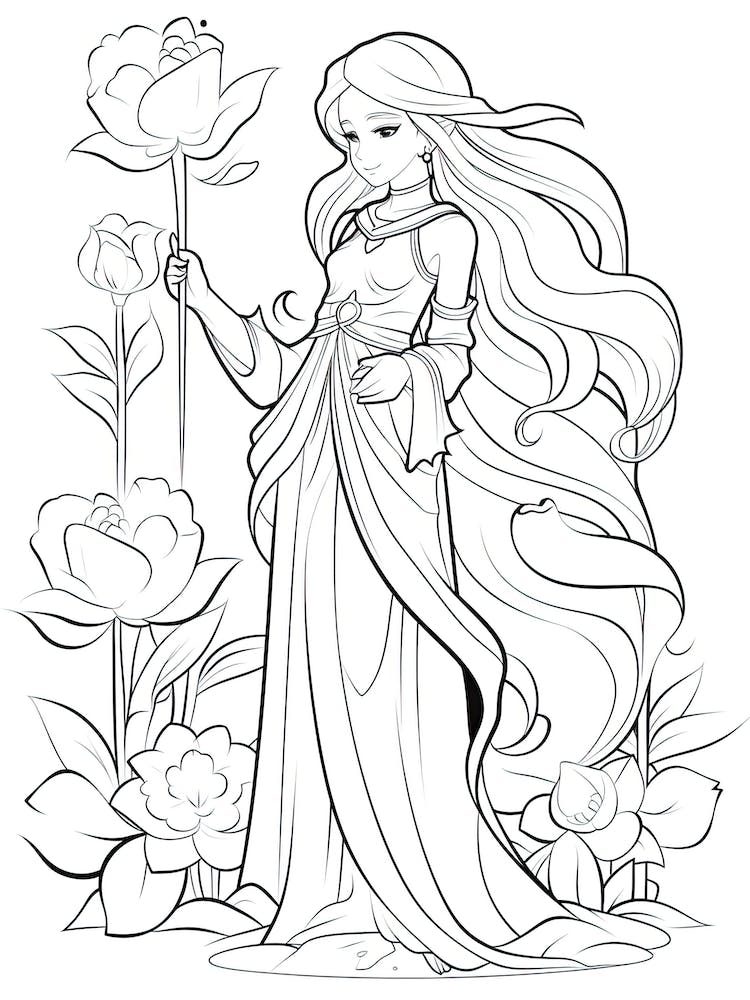 Bloom Body Girl Line Art 4