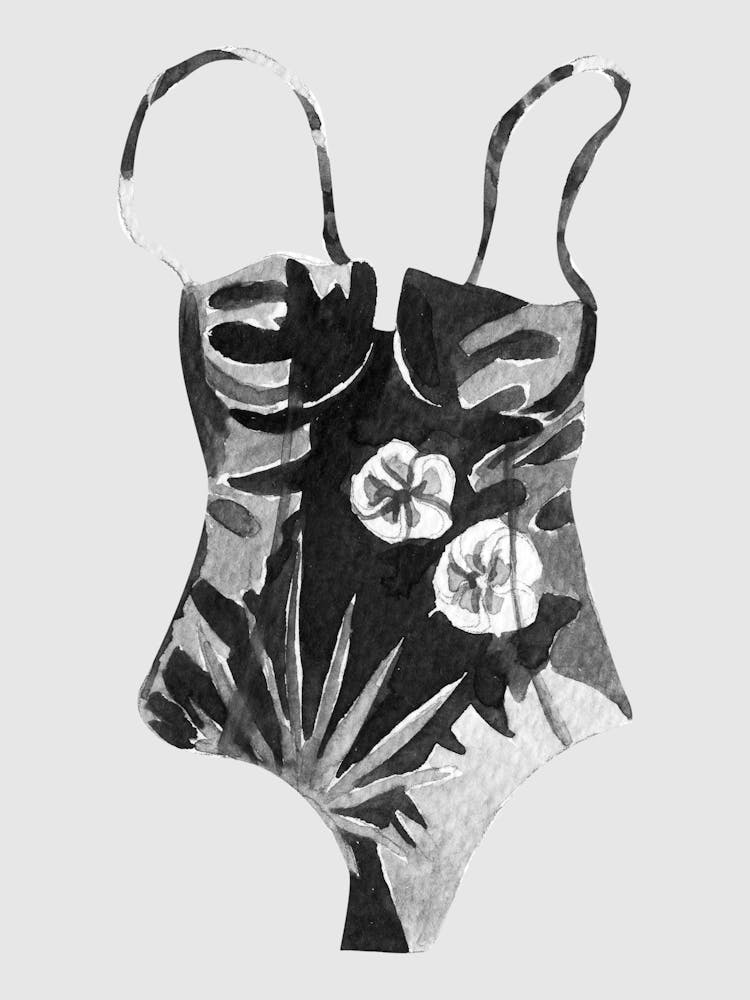 Black And White Swimsuit