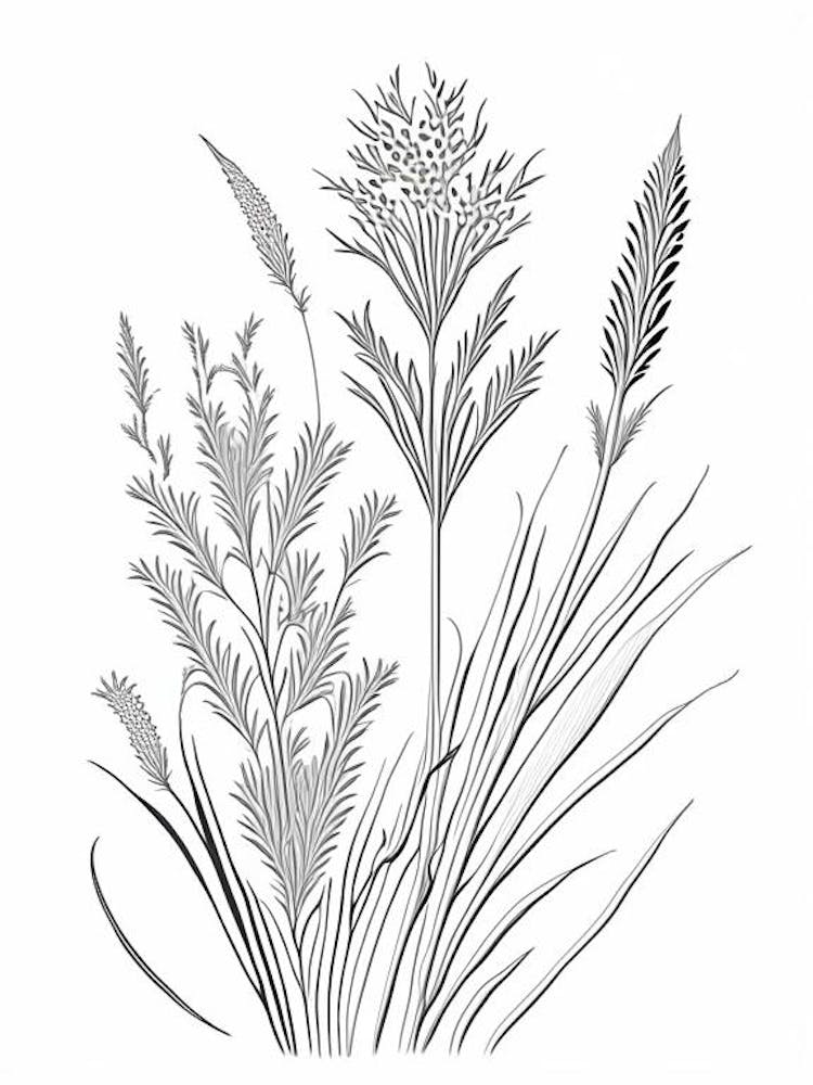 Psyllium Herb William Morris Inspired Line Drawing 1