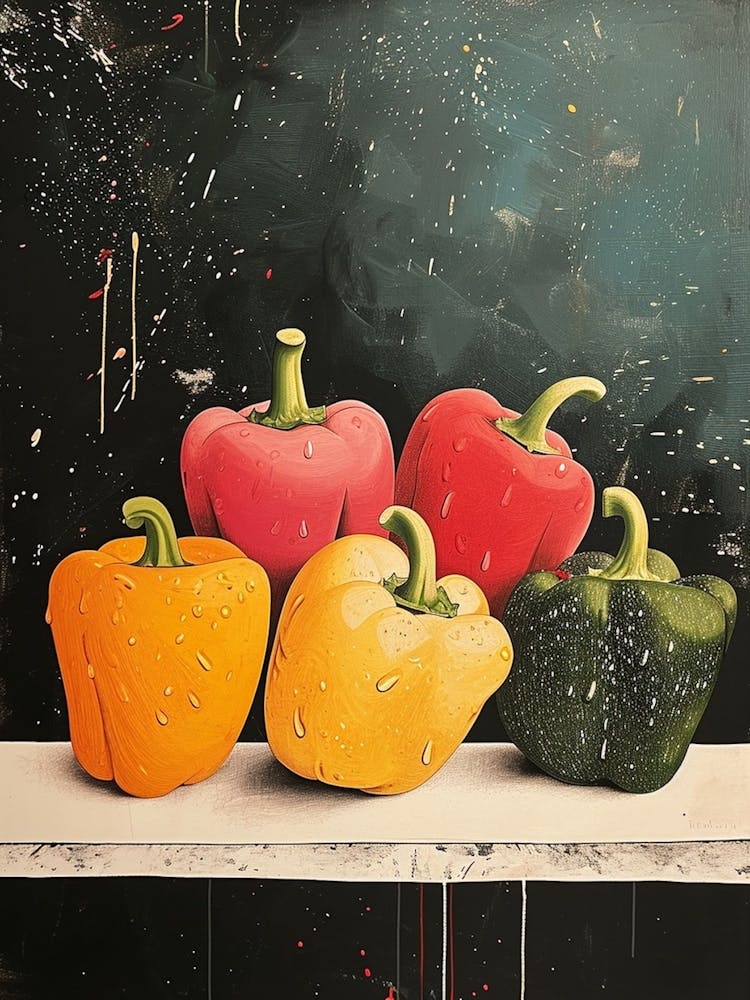 Abstract Pepper Art Deco Paint Splash