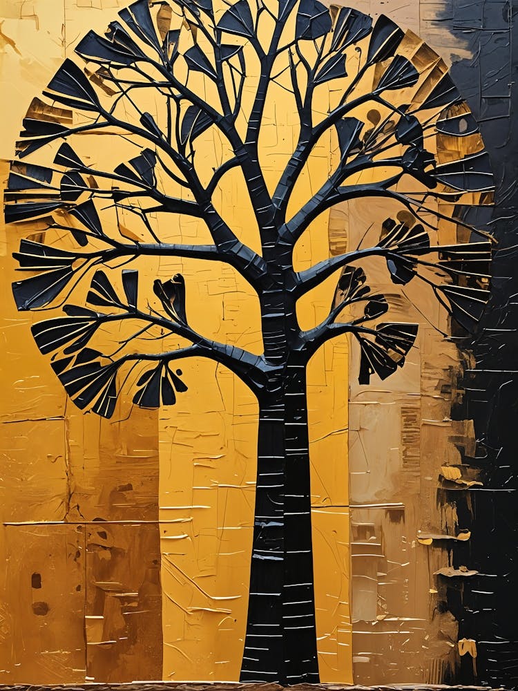 African Tree In Gold And Black no3