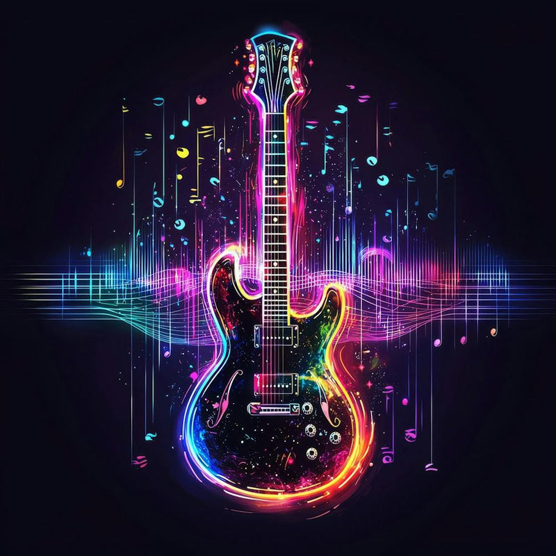 Electric Guitar With Music Notes