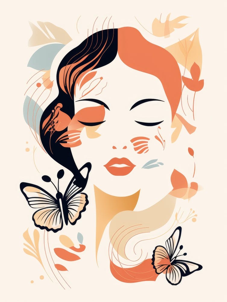 Woman'S Face With Butterflies