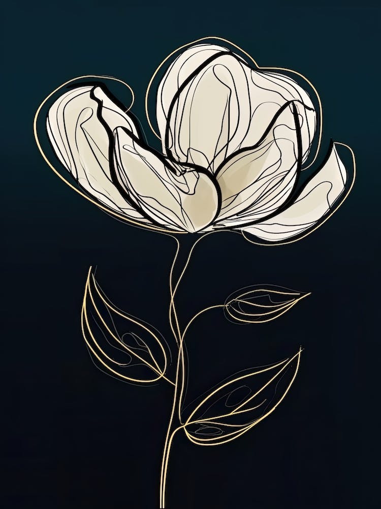 Line Art Tulips Flowers Illustration Neutral 3