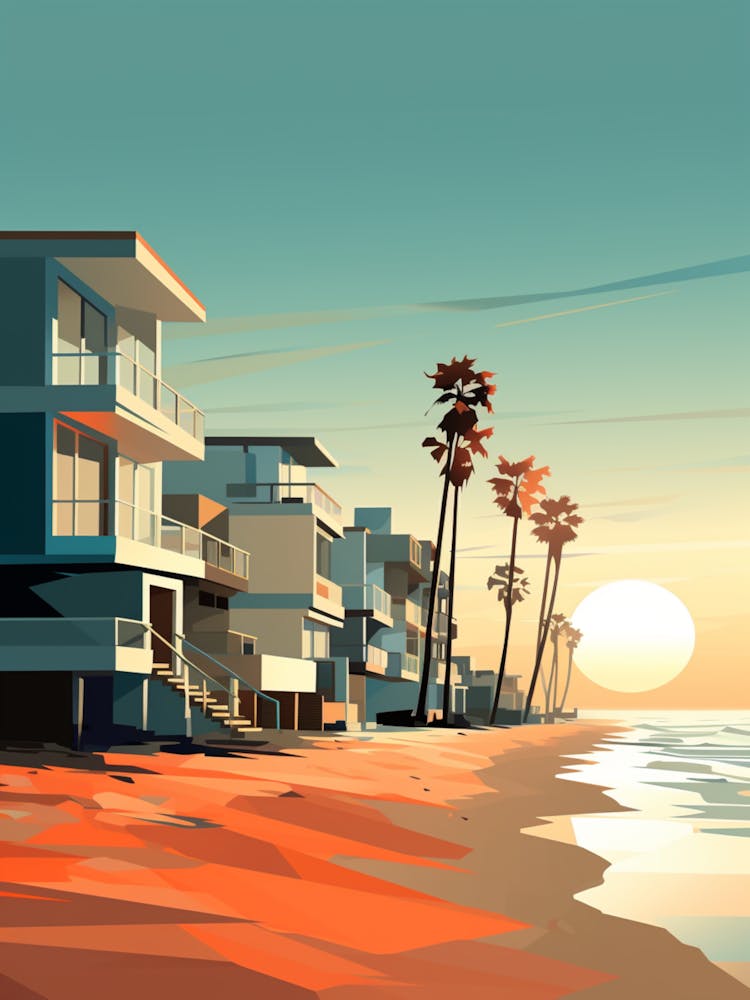 Art Huntington Beach California Mediterranean Style Illustration 1