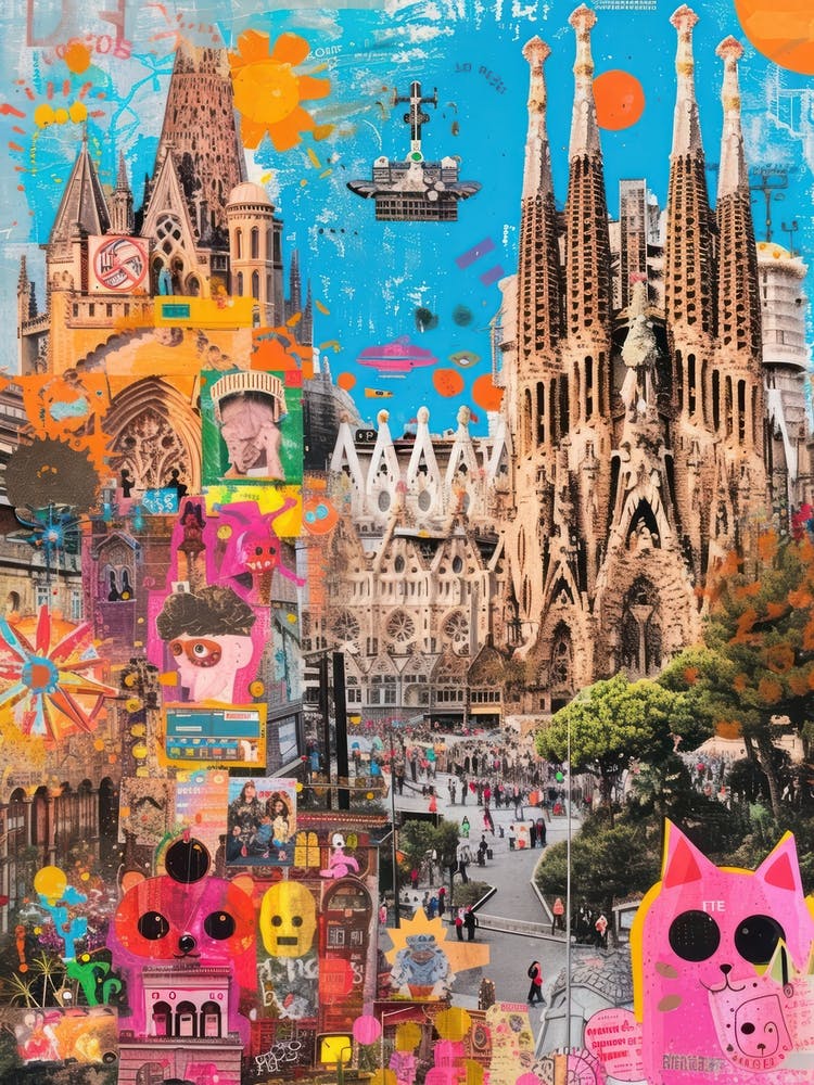 Barcelona   Retro Collage Style 4