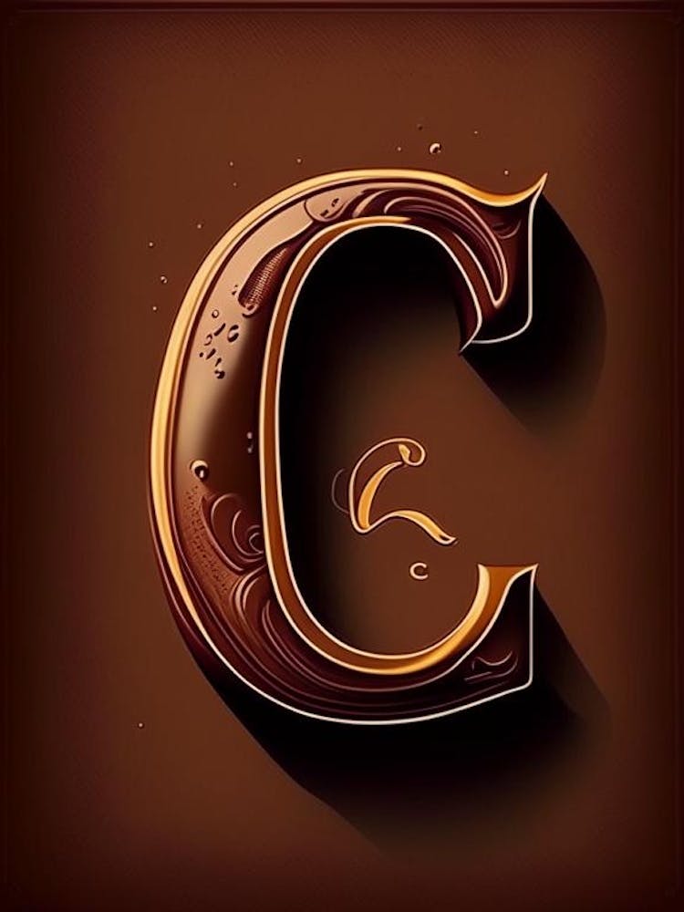 C  Chocolate, Letter, Alphabet Retro Drawing 1