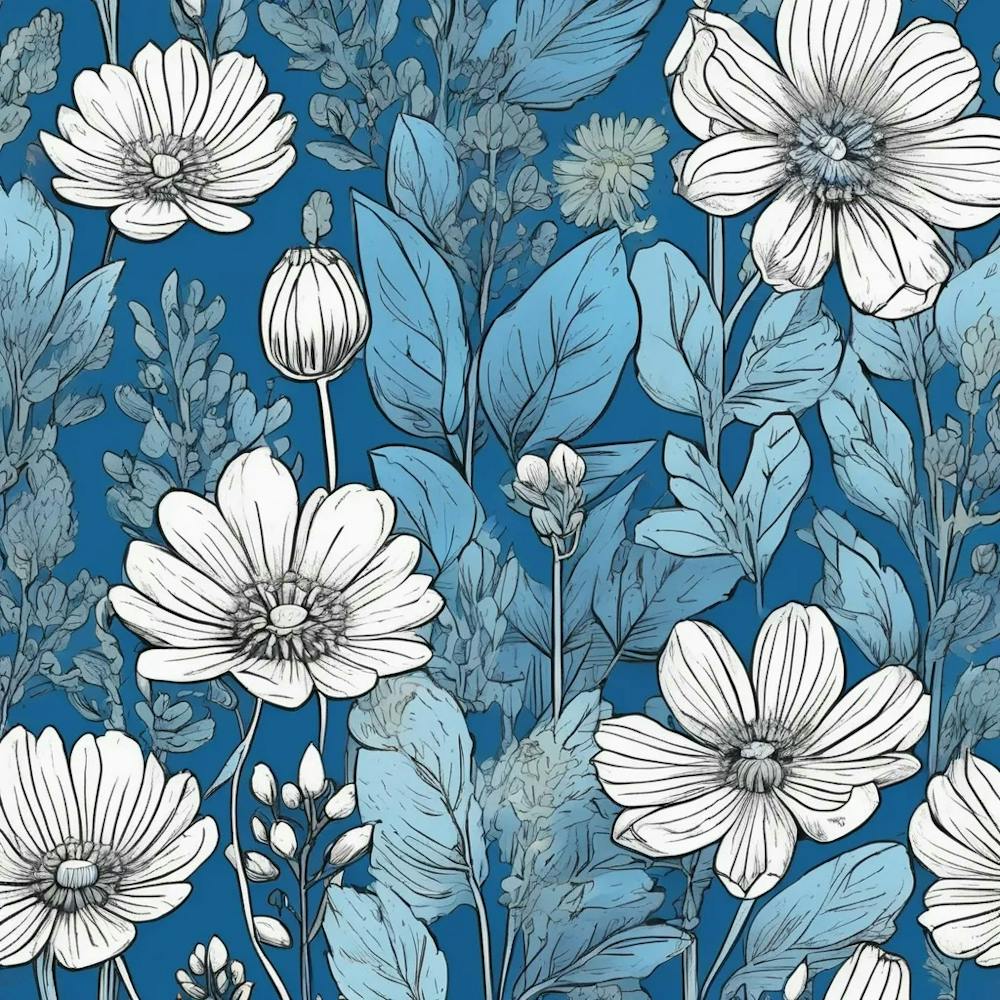 wildflower blue garden plant print 7