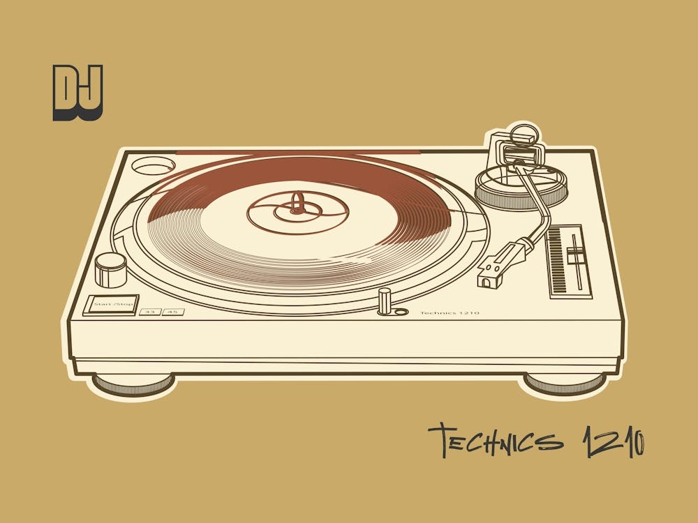 Technics 1210 Turntable Print Retro Music Print Vintage Vinyl Gift For Music Lovers Ibiza Dj Poster Mid Century Record Player Wall Art