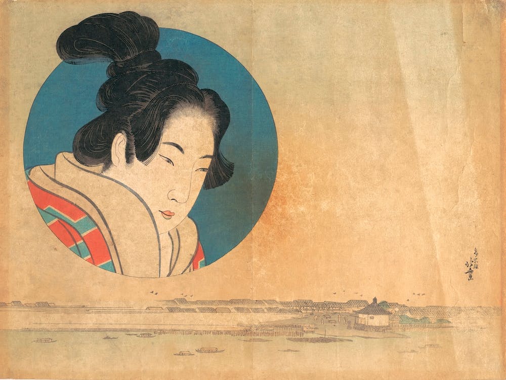 Portrait Of A Woman In Large Circle , Katsushika Hokusai