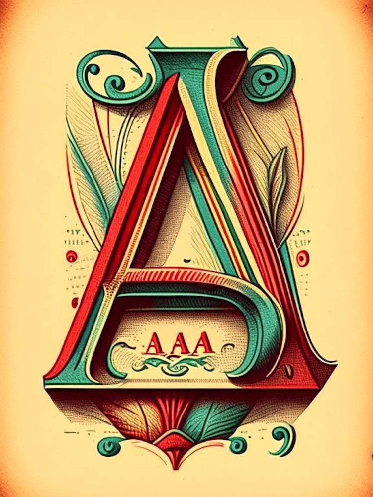 A, Letter, Alphabet Vintage Sketch 1