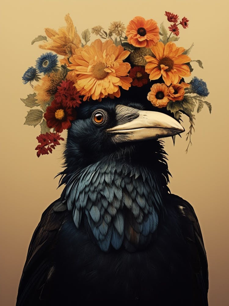 Bird With A Flower Crown Crow 1