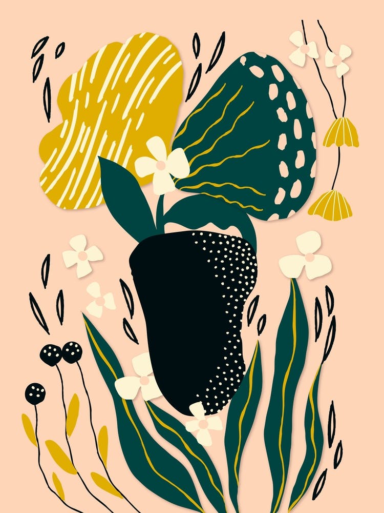 Green and Yellow Boho Floral