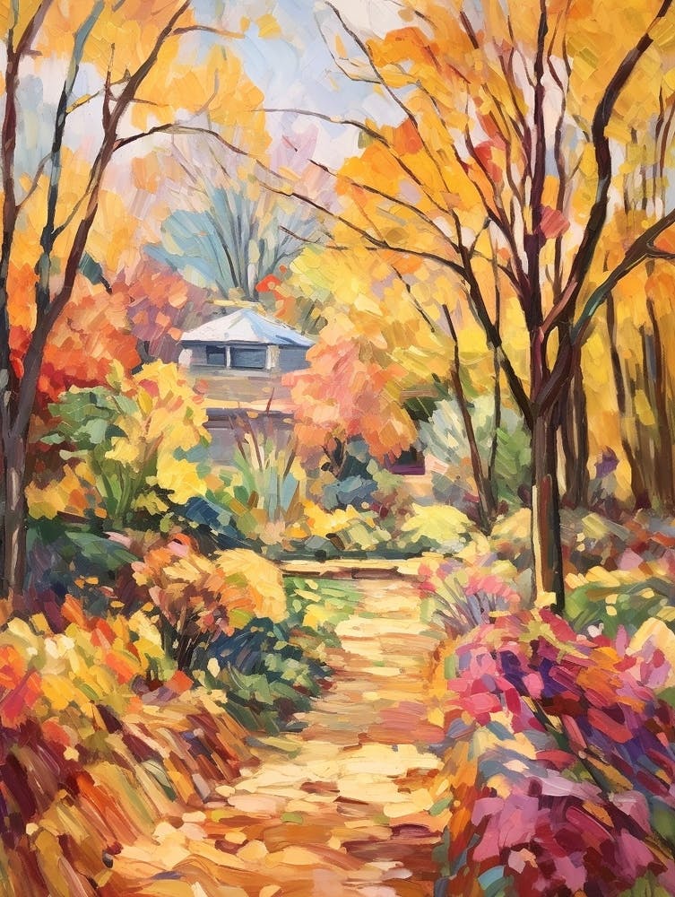 Autumn Gardens Painting Dumbarton Oaks Usa 3