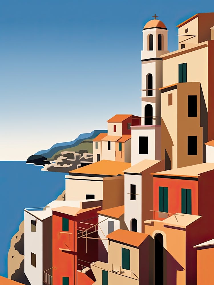 Cinque Terre, Italy, Bold Outlines 3