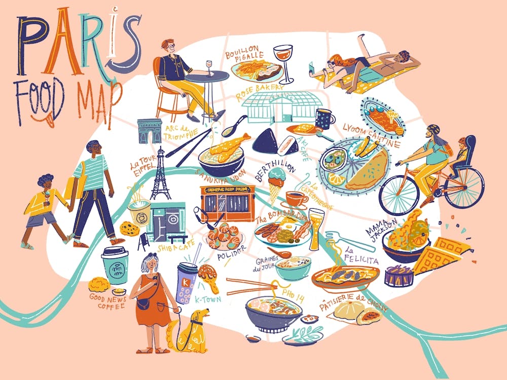 Paris Food Map Illustration