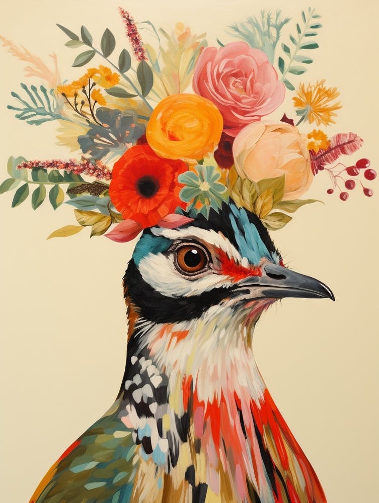 Oiseau avec une couronne de fleurs Lark 1
