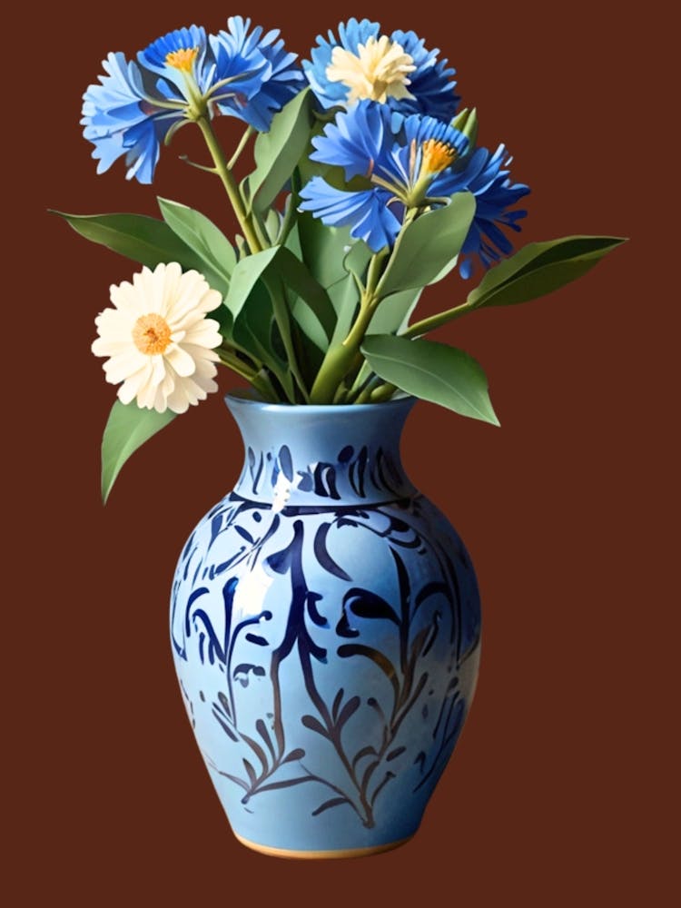 Blue Vase With Flowers
