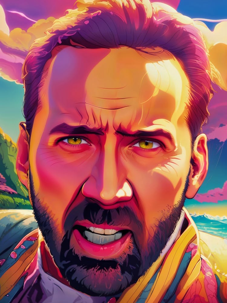 Nicolas Cage Pedro Pascal Meme Art