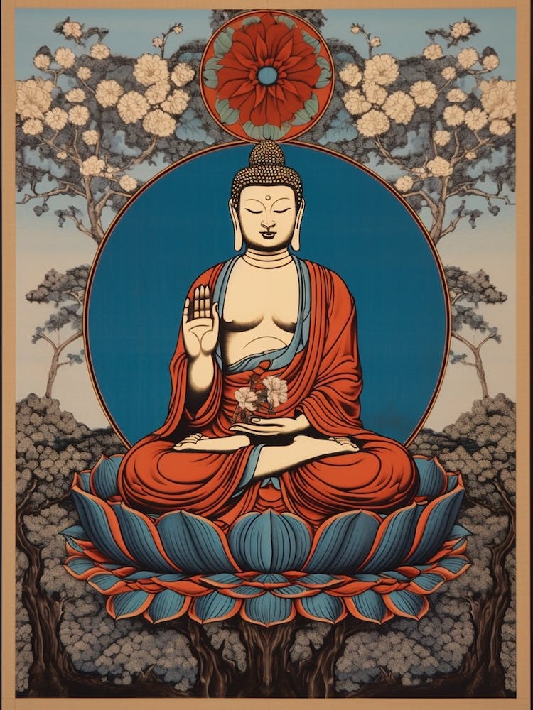 The Great Buddha Of Kamakura, Japan Vintage Travel Art 3