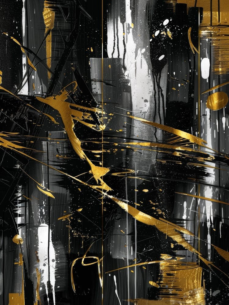 Gold And Black Abstract Painting 39