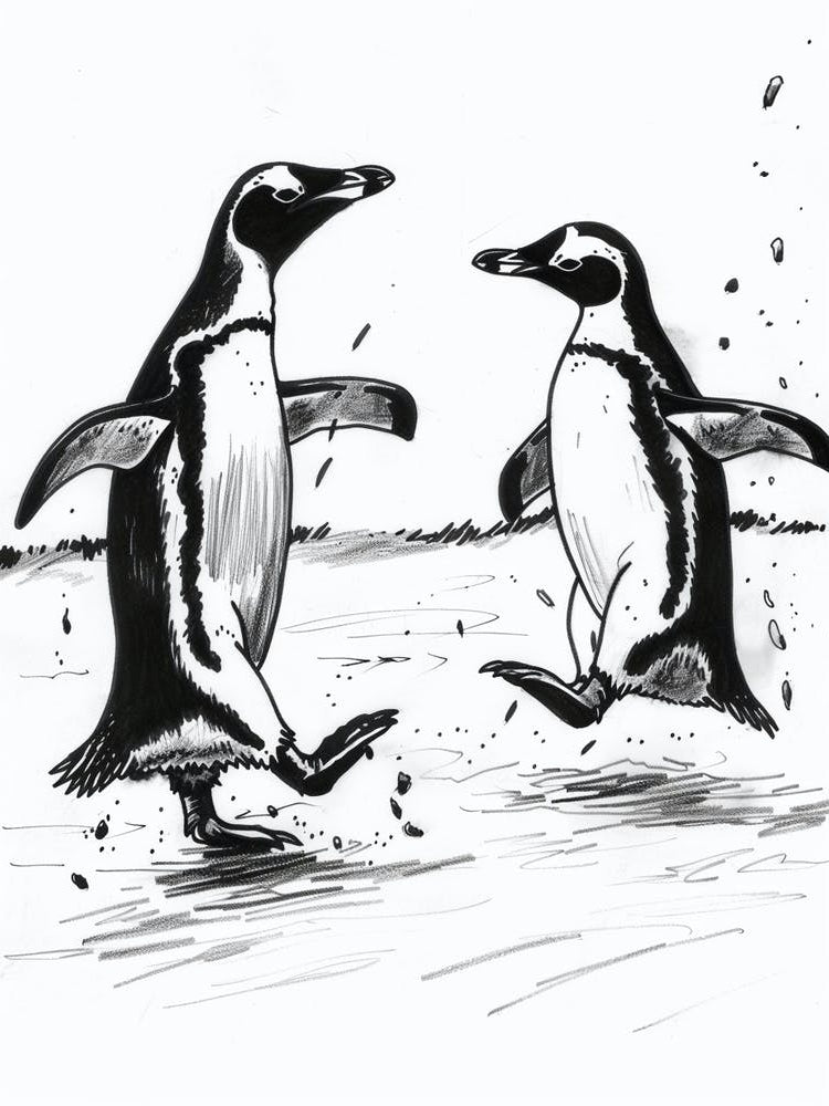Emperor Penguin Chasing Each Other 3