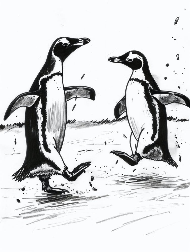 Emperor Penguin Chasing Each Other 3