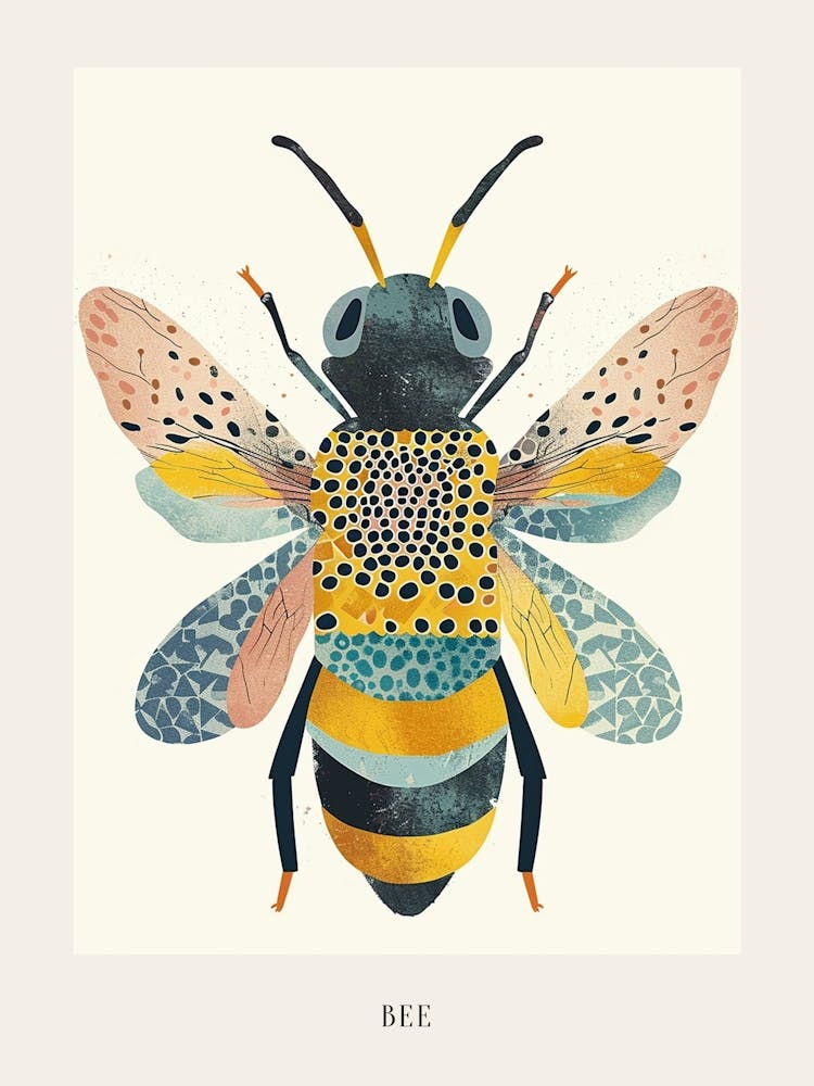 Colourful Insect Illustration Bee 16 Poster