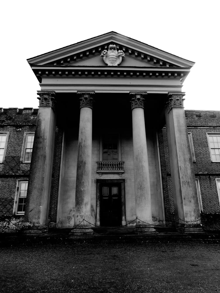 Old Mansion  stately home black and white