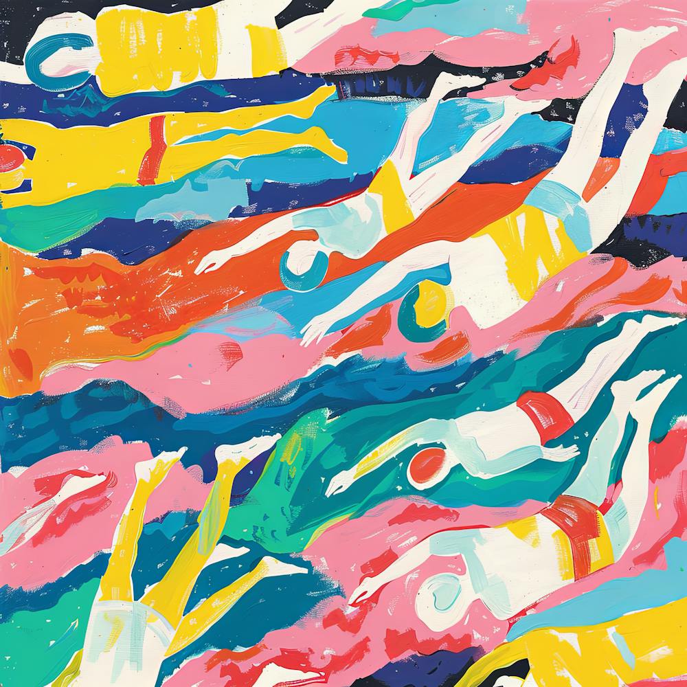 Nageurs dans le style de Matisse 2