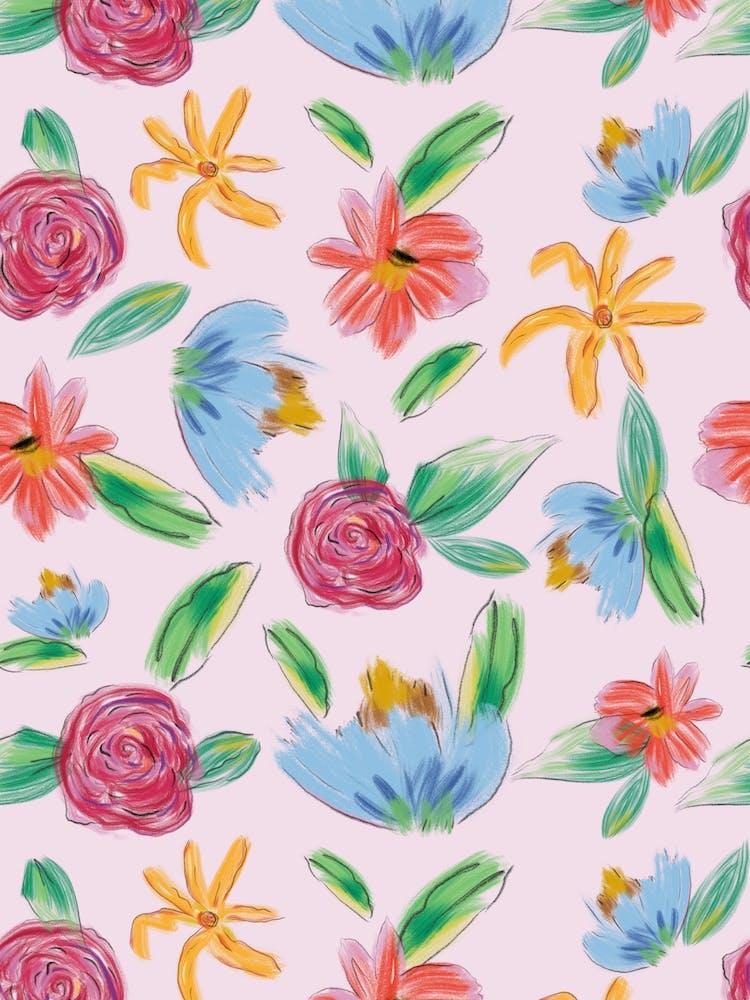 Brushed Flowers Pink