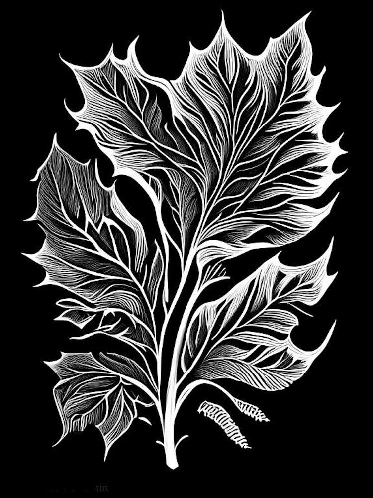 Savory Leaf Linocut 2