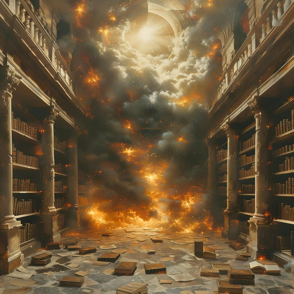 Library In Flames, Impressionism and Realism