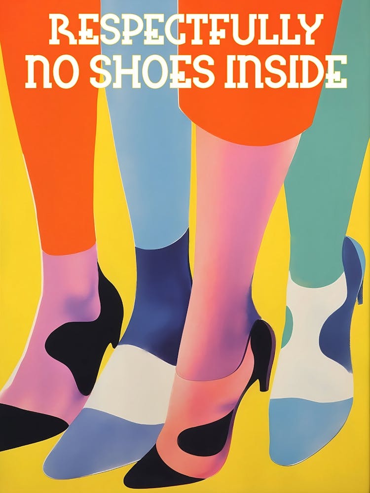No Shoes Inside Print Entrance Printable Wall Art Take Off Your Shoes Print Remove Shoes Funny Retro Poster 70s Wall Art Groovy
