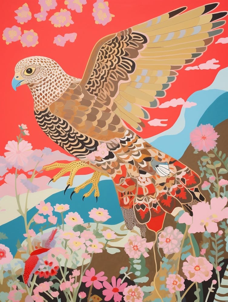 Maximalist Bird Painting Hawk 1