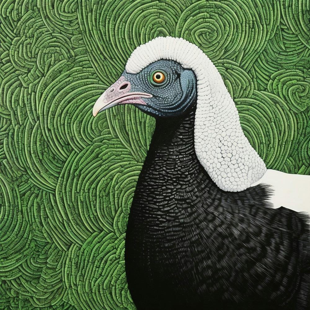 Ohara Koson Inspired Bird Painting Turkey 2 Square