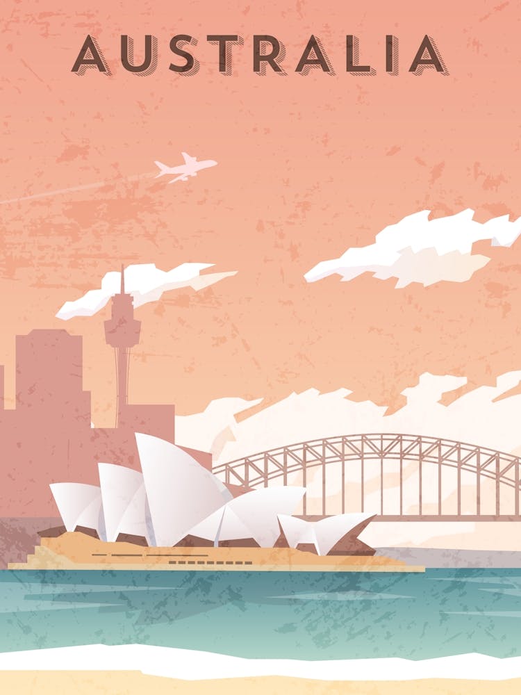 Australia, Sydney — Retro travel minimalist poster
