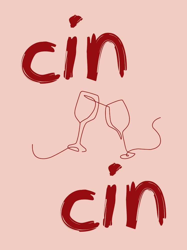 Cin Cin Wine Poster Pink