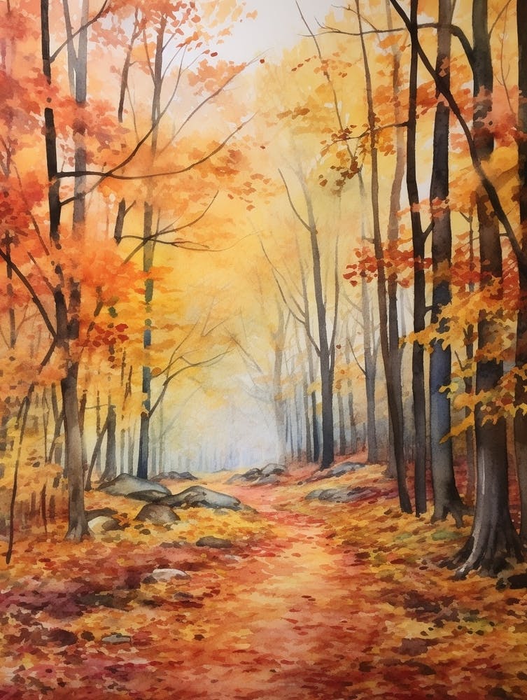 Autumn Forest Landscape Fontainebleau Forest France