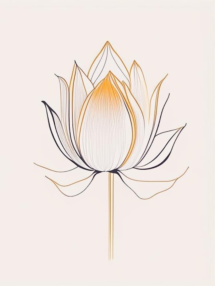Sacred Lotus Minimal Line Drawing 3