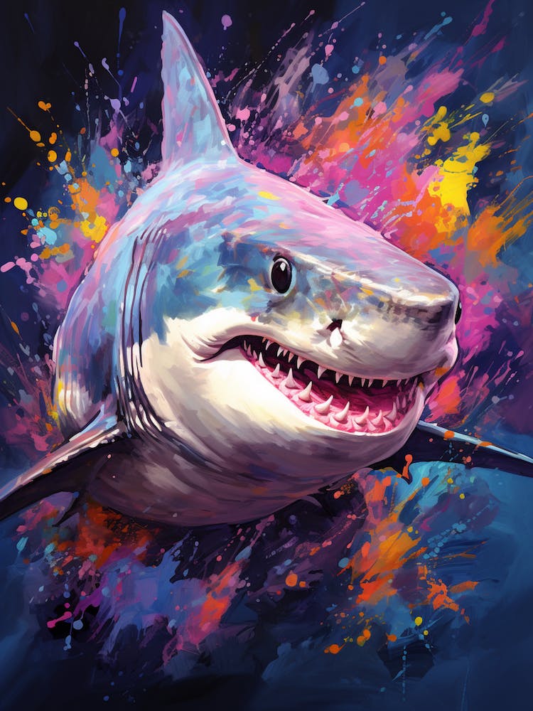  A Bull Shark Vibrant Paint Splash 5