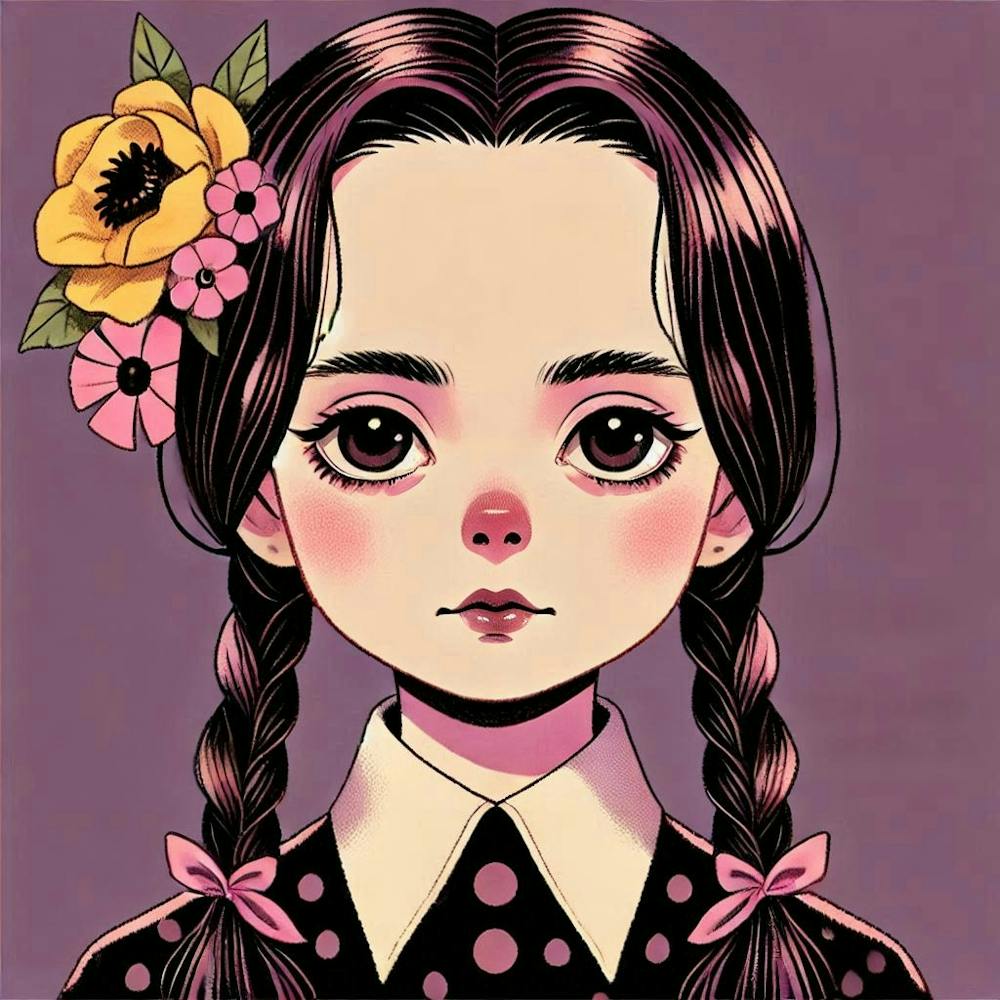 wednesday Girl With Flowers In Her Hair