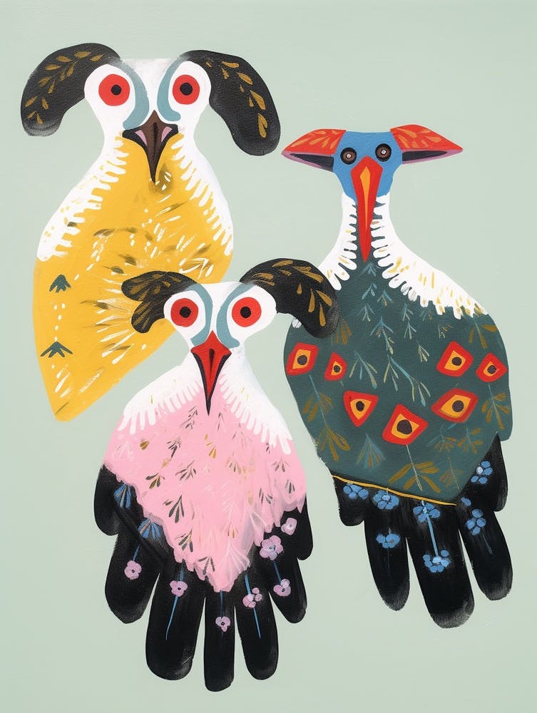 Folk Style Bird Painting Ostrich 2