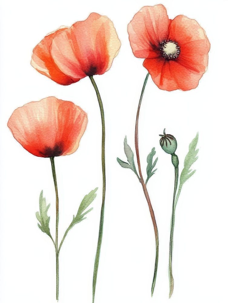 Watercolor Poppies 1