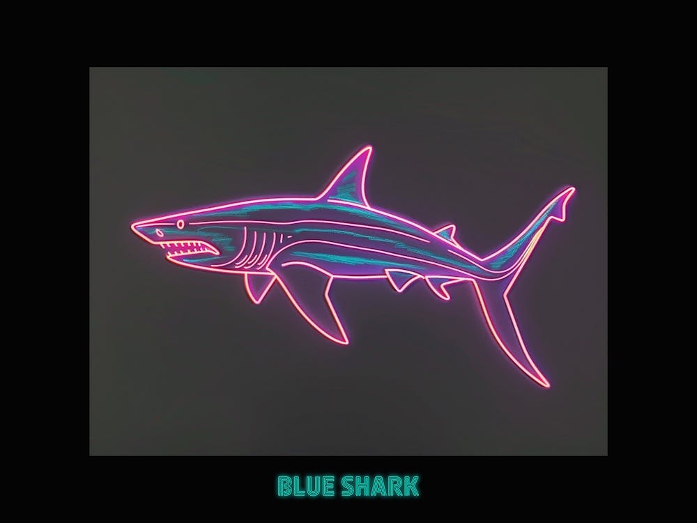 Neon Pastel Pink Blue Shark 7 Poster
