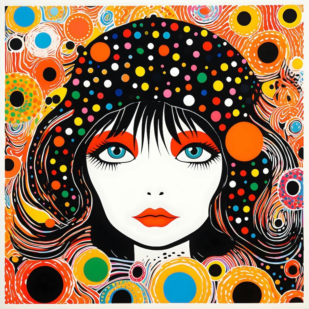 Colorful Yayoi Kusama Inspired Woman Print Design