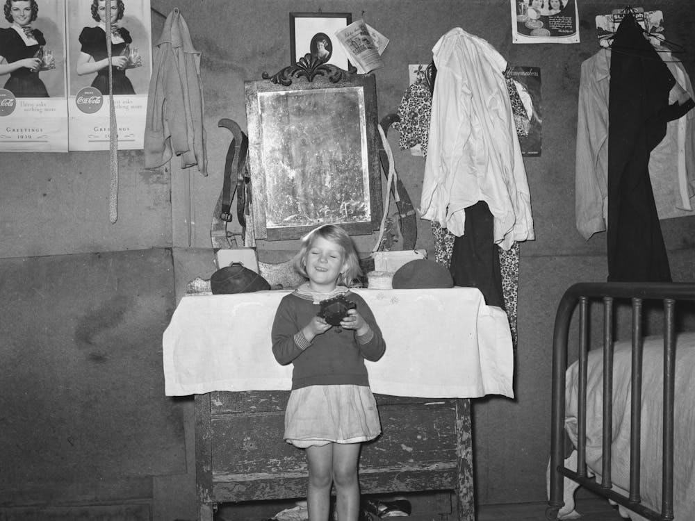 Child Of Ed Bagget, Sharecropper, In Front Of Bureau, Near Laurel, Mississippi By Russell Lee