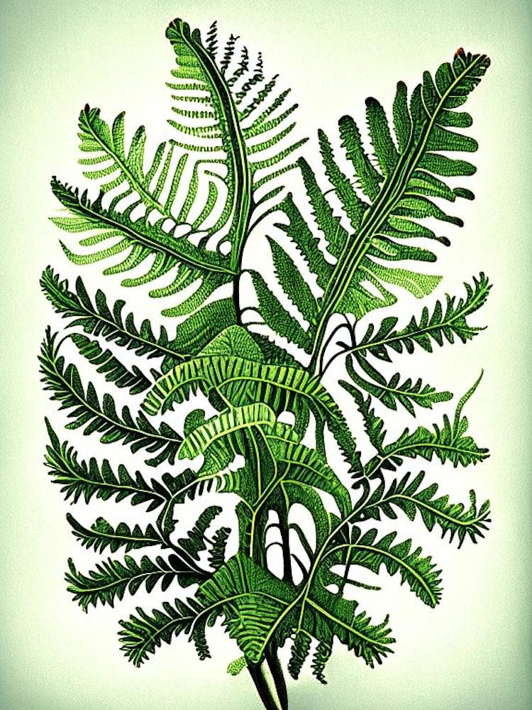 Royal Fern Vintage Botanical Poster