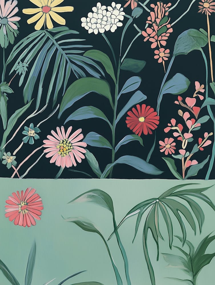 Elegante Blumenmalerei, Moderne Farben Blumen Kunst